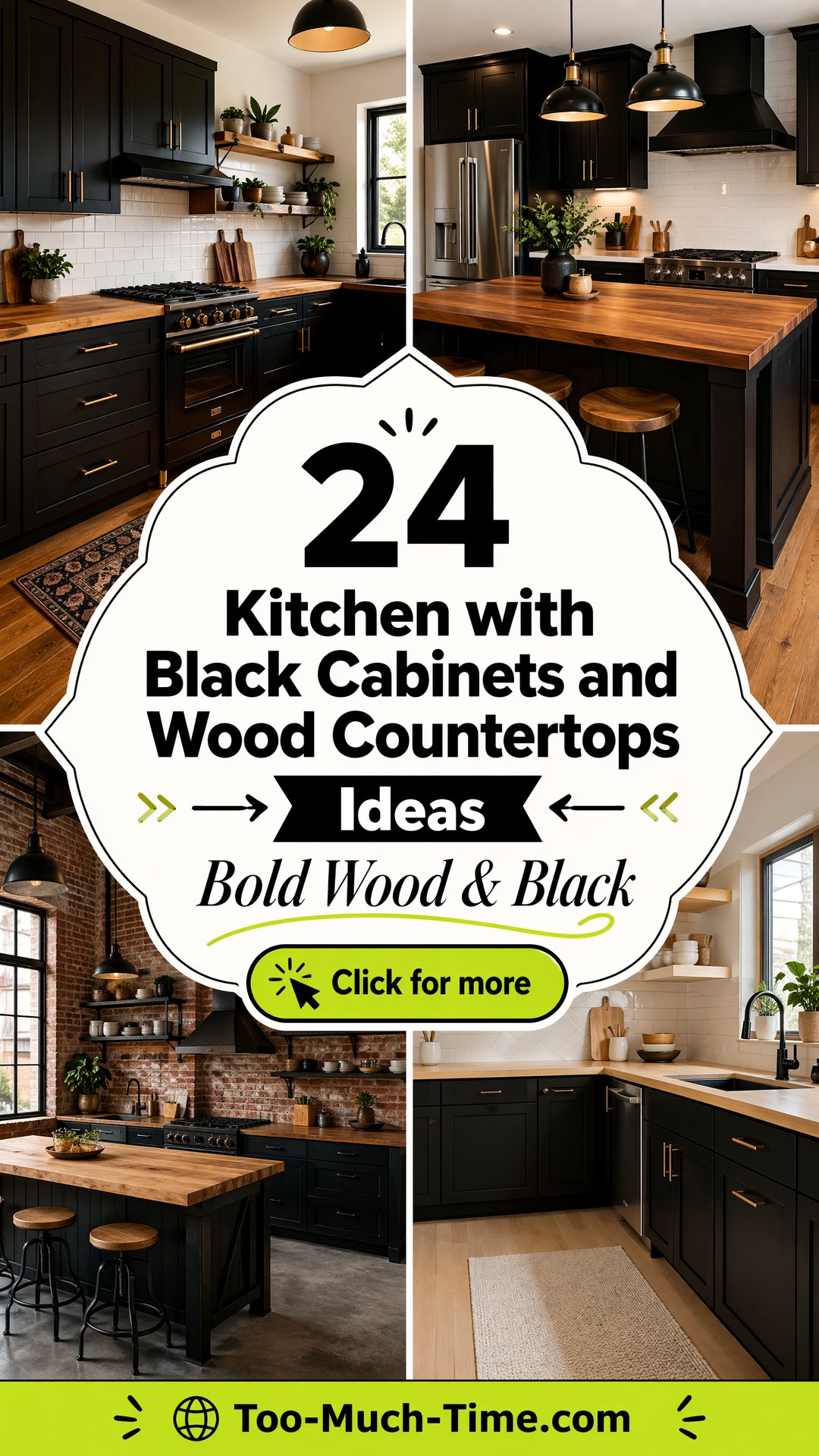 24 Kitchen with Black Cabinets and Wood Countertops Ideas - 24 Kitchen with Black Cabinets and Wood Countertops Ideas