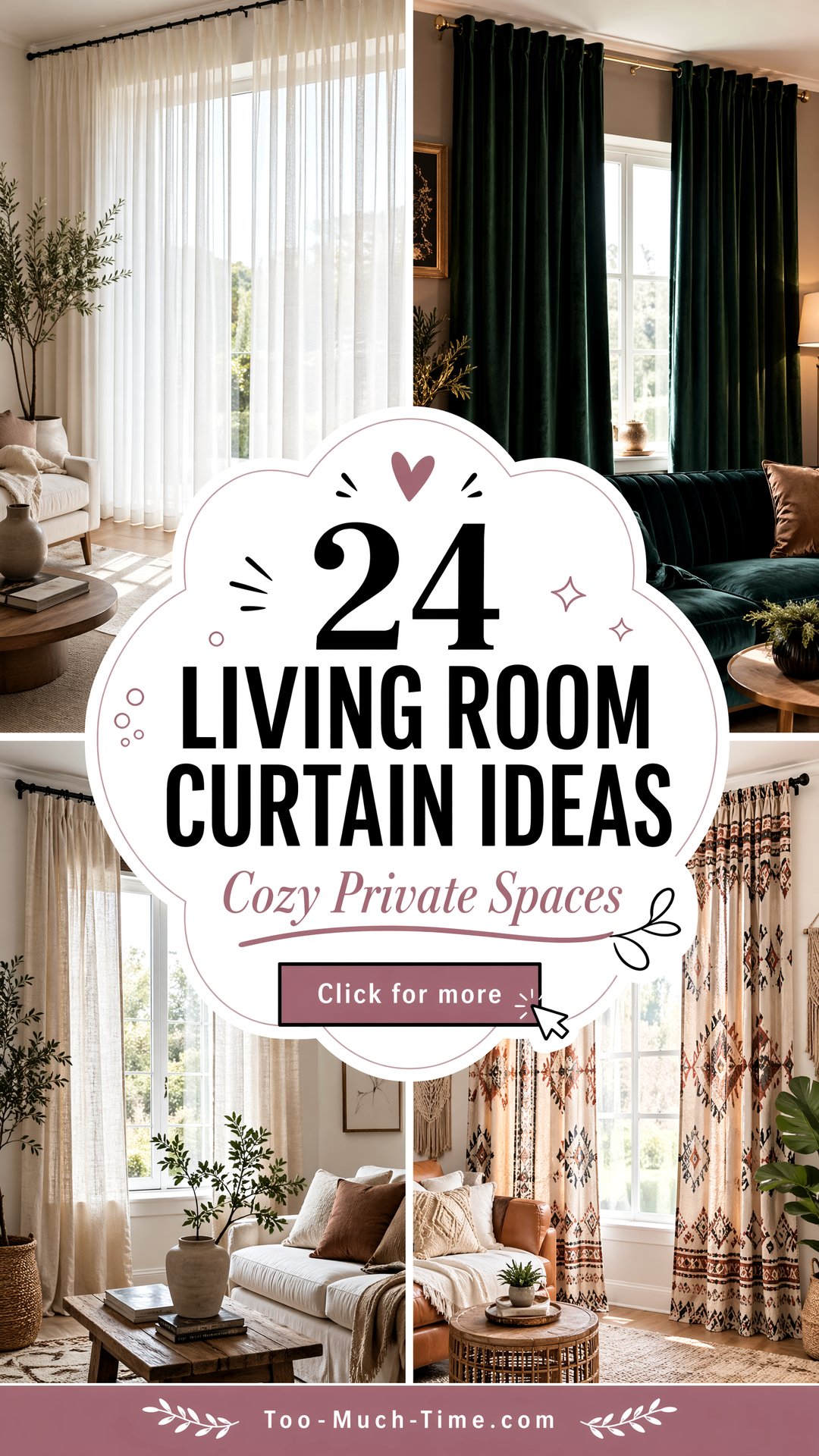 24 Living Room Curtain Ideas for Cozy Private Spaces - 24 Living Room Curtain Ideas for Cozy, Private Spaces