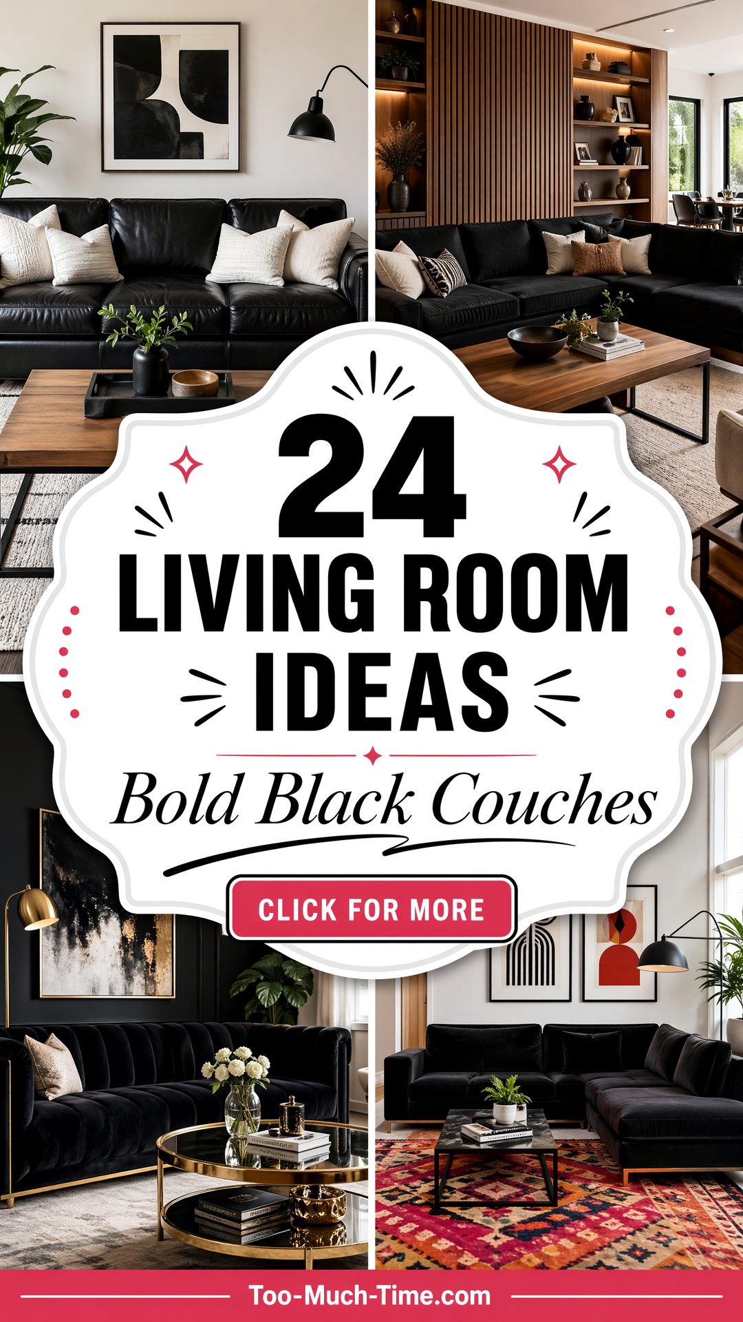 24 Living Room Ideas with Black Couches for Bold Look - 24 Living Room Ideas with Black Couches for Bold Look