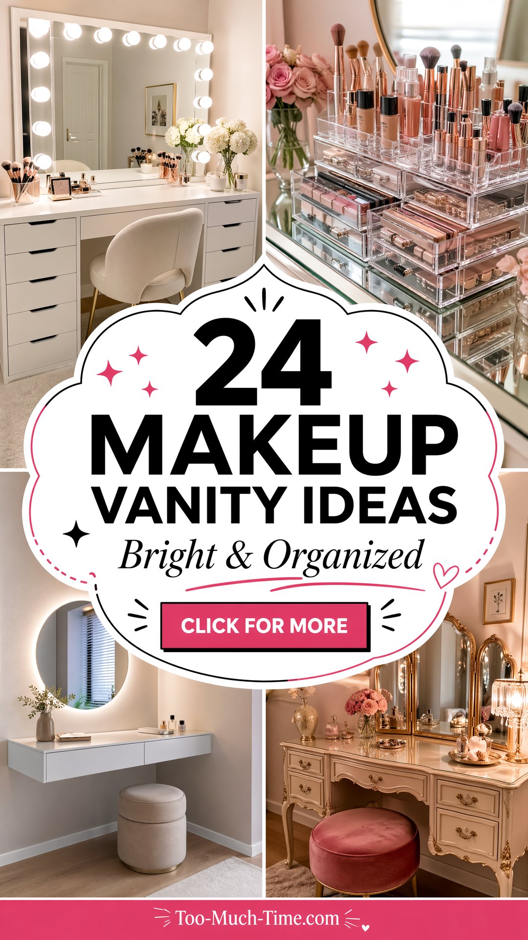 24 Makeup Vanity Ideas for a Bright Organized Vanity - 24 Makeup Vanity Ideas for a Bright, Organized Vanity