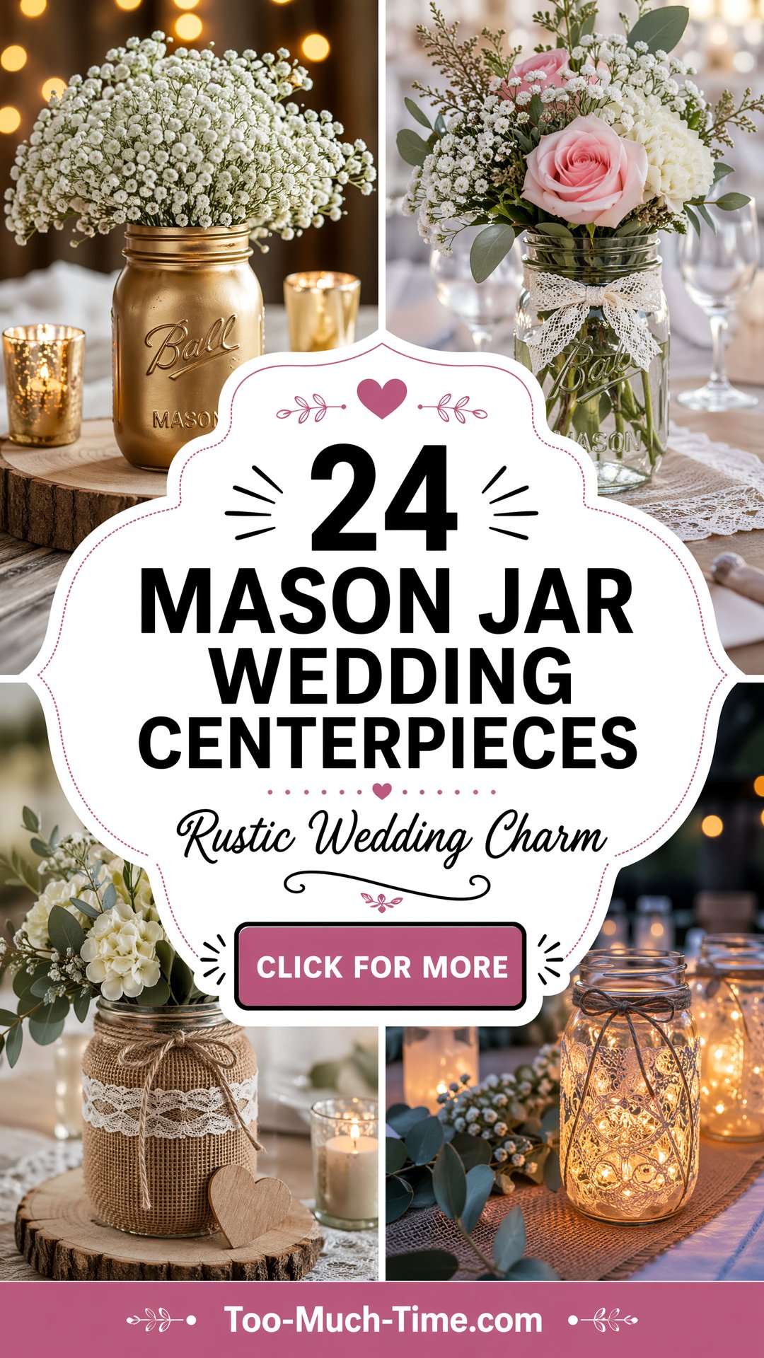 24 Mason Jar Wedding Centerpieces Rustic Charm Today - 24 Mason Jar Wedding Centerpieces: Rustic Charm Today