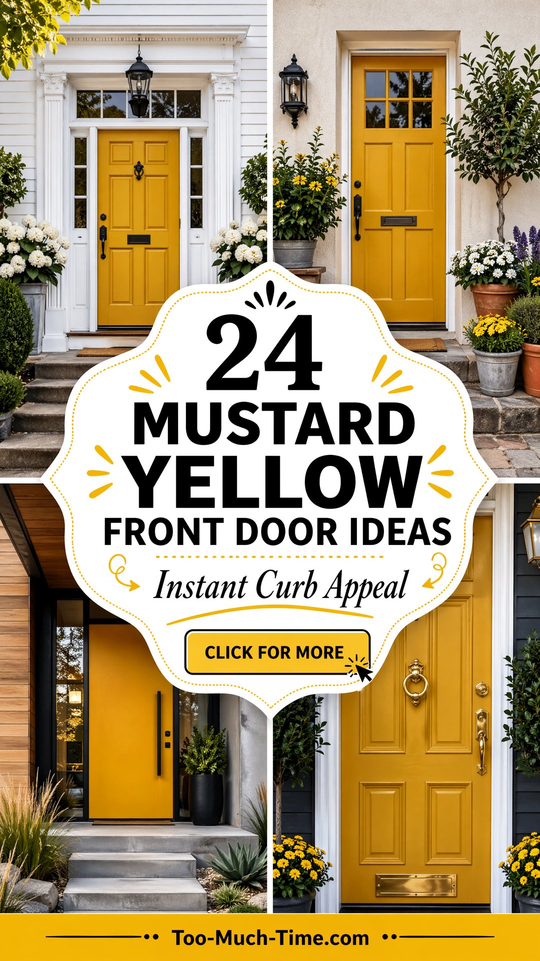 24 Mustard Yellow Front Door Ideas for Curb Appeal!! - 24 Mustard Yellow Front Door Ideas for Curb Appeal!!