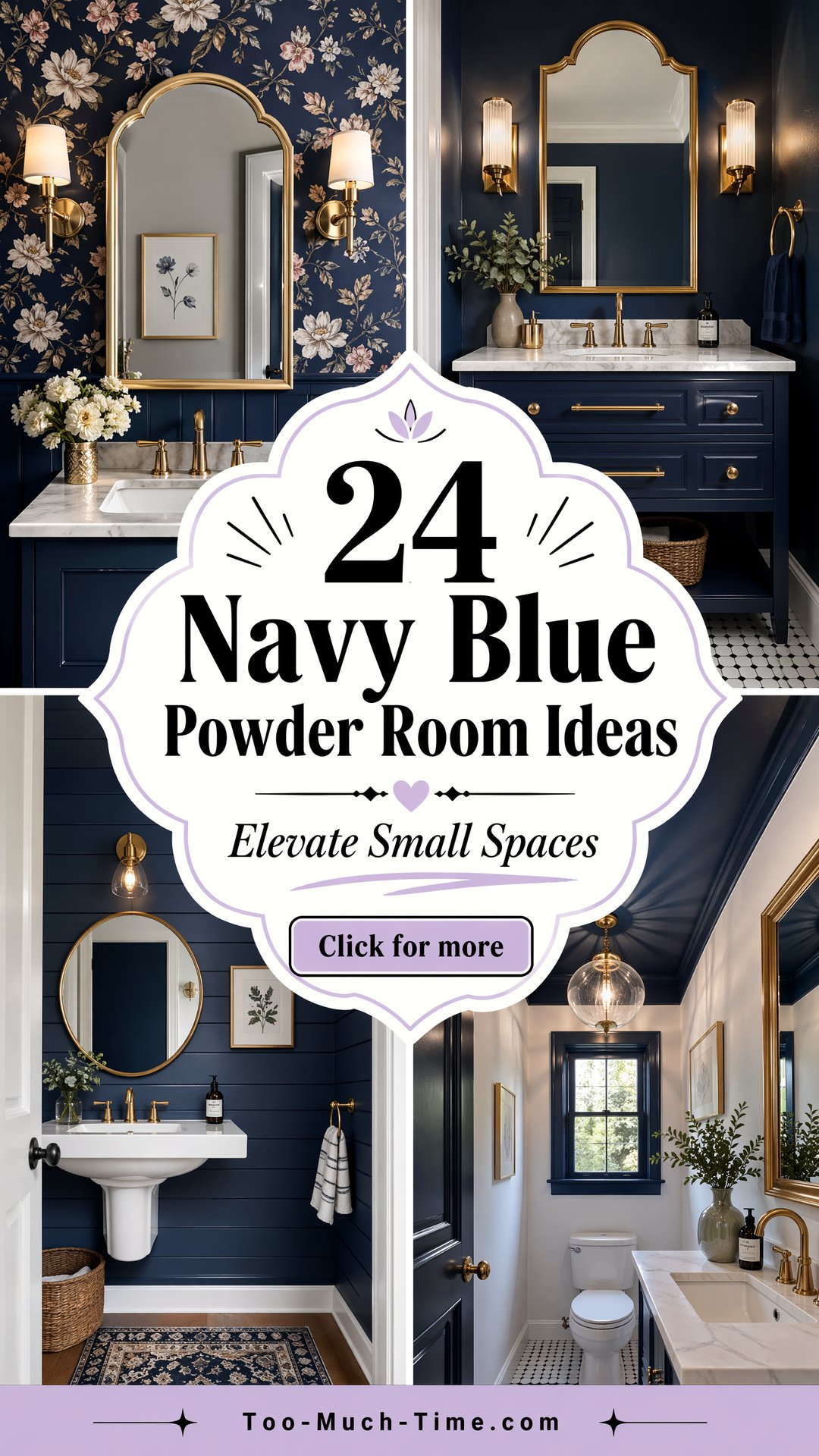 24 Navy Blue Powder Room Ideas to Elevate a Small Space - 24 Navy Blue Powder Room Ideas to Elevate a Small Space