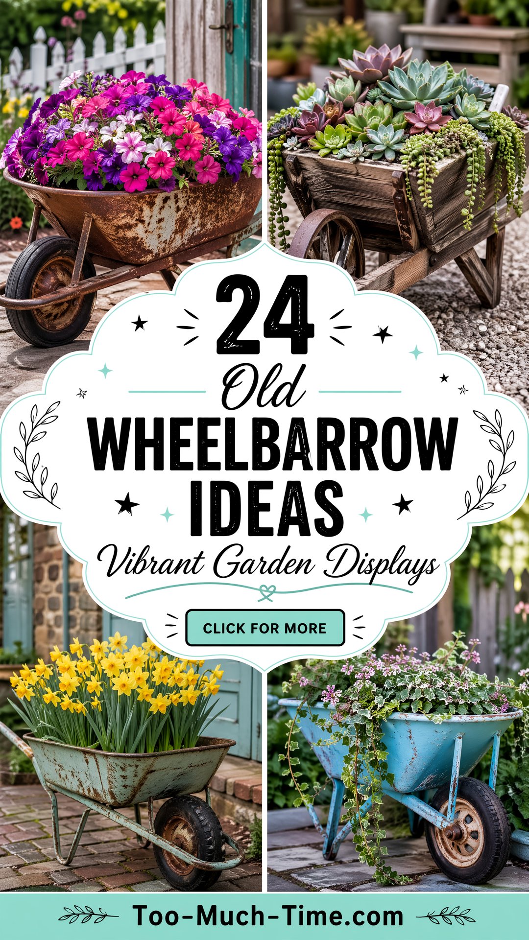 24 Old Wheelbarrow Ideas for Vibrant Garden Displays - 24 Old Wheelbarrow Ideas for Vibrant Garden Displays