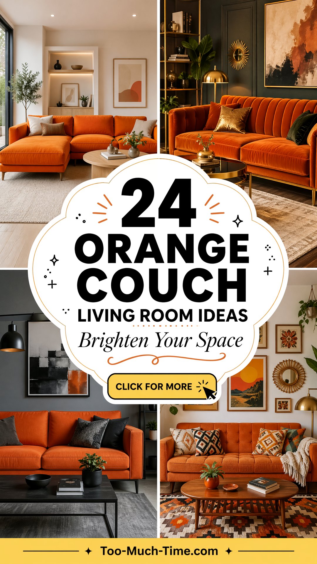 24 Orange Couch Living Room Ideas That Brightens Space - 24 Orange Couch Living Room Ideas That Brightens Space