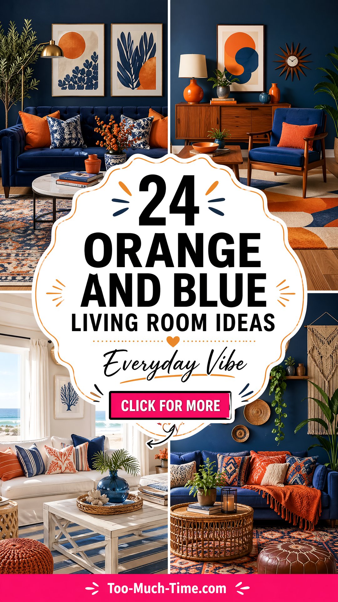 24 Orange and Blue Living Room Ideas for Everyday Vibe - 24 Orange and Blue Living Room Ideas for Everyday Vibe