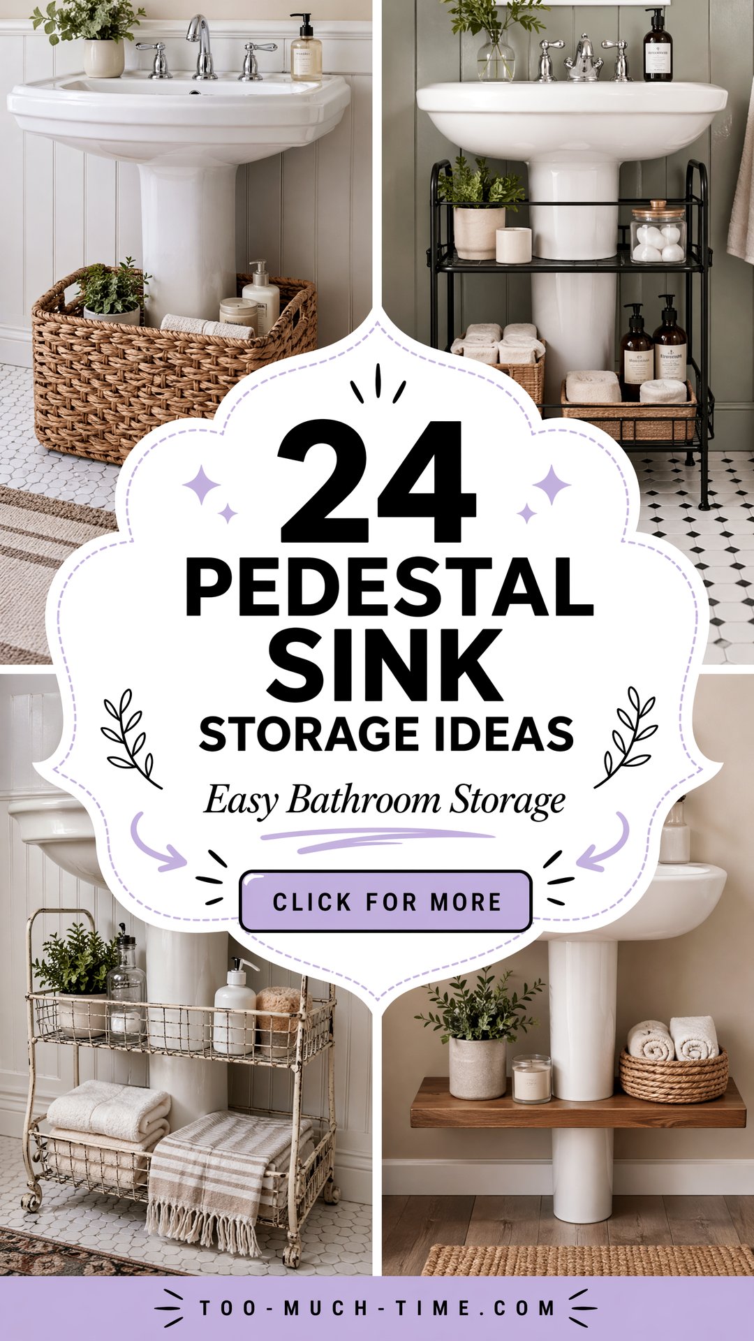 24 Pedestal Sink Storage Ideas for Easy Bathroom Use - 24 Pedestal Sink Storage Ideas for Easy Bathroom Use