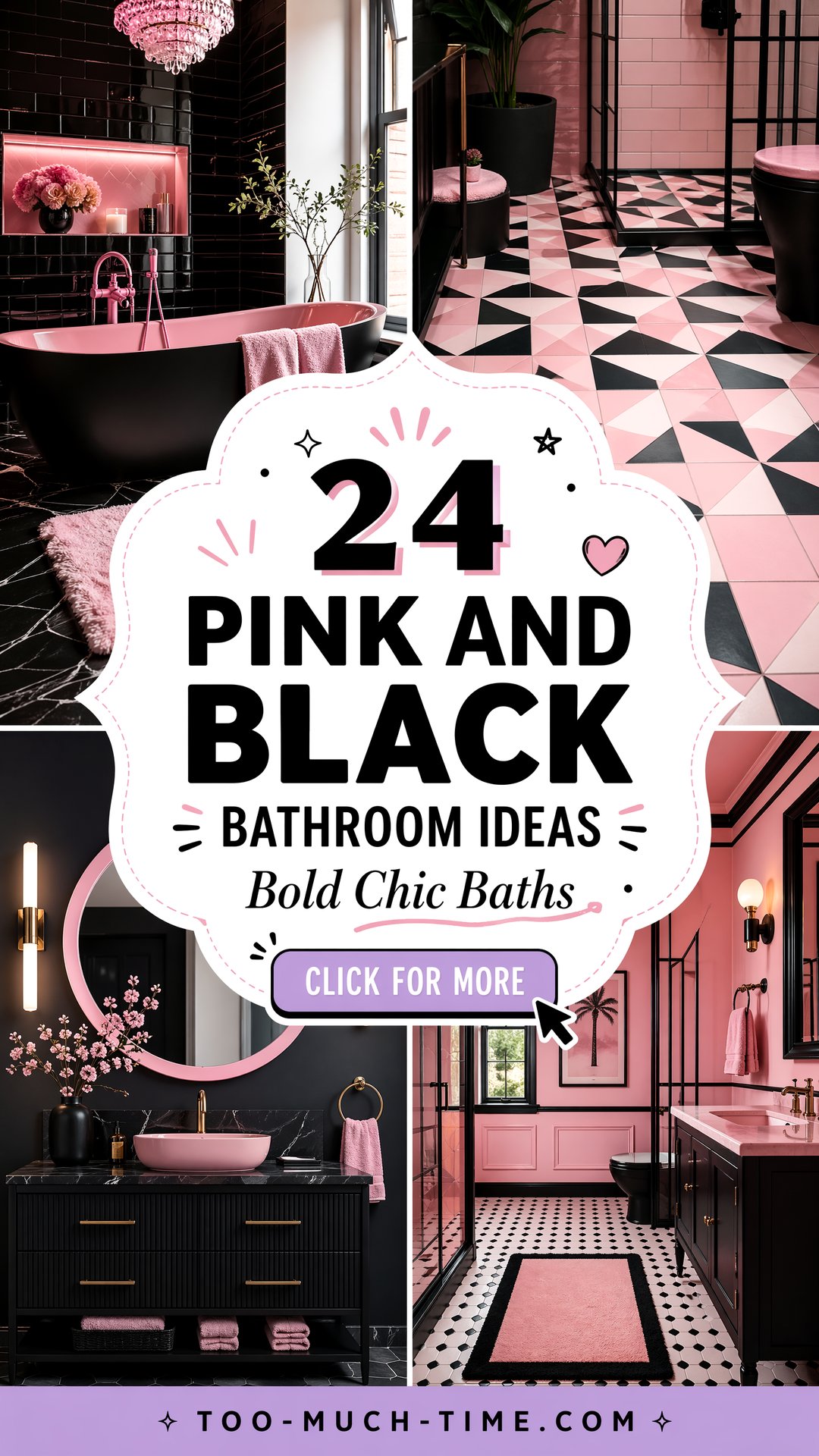 24 Pink and Black Bathroom Ideas for Bold Chic Baths - 24 Pink and Black Bathroom Ideas for Bold, Chic Baths