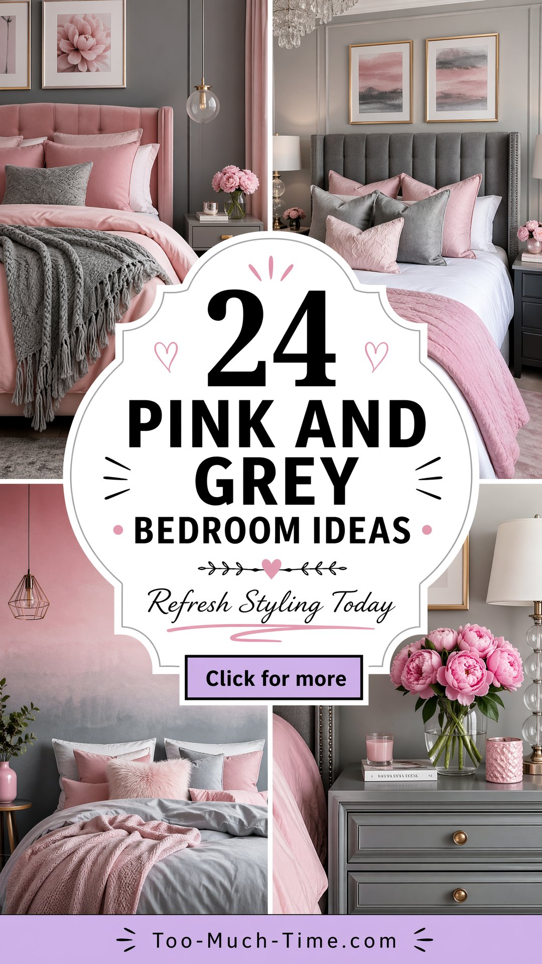 24 Pink and Grey Bedroom Ideas to Refresh Styling Today - 24 Pink and Grey Bedroom Ideas to Refresh Styling Today