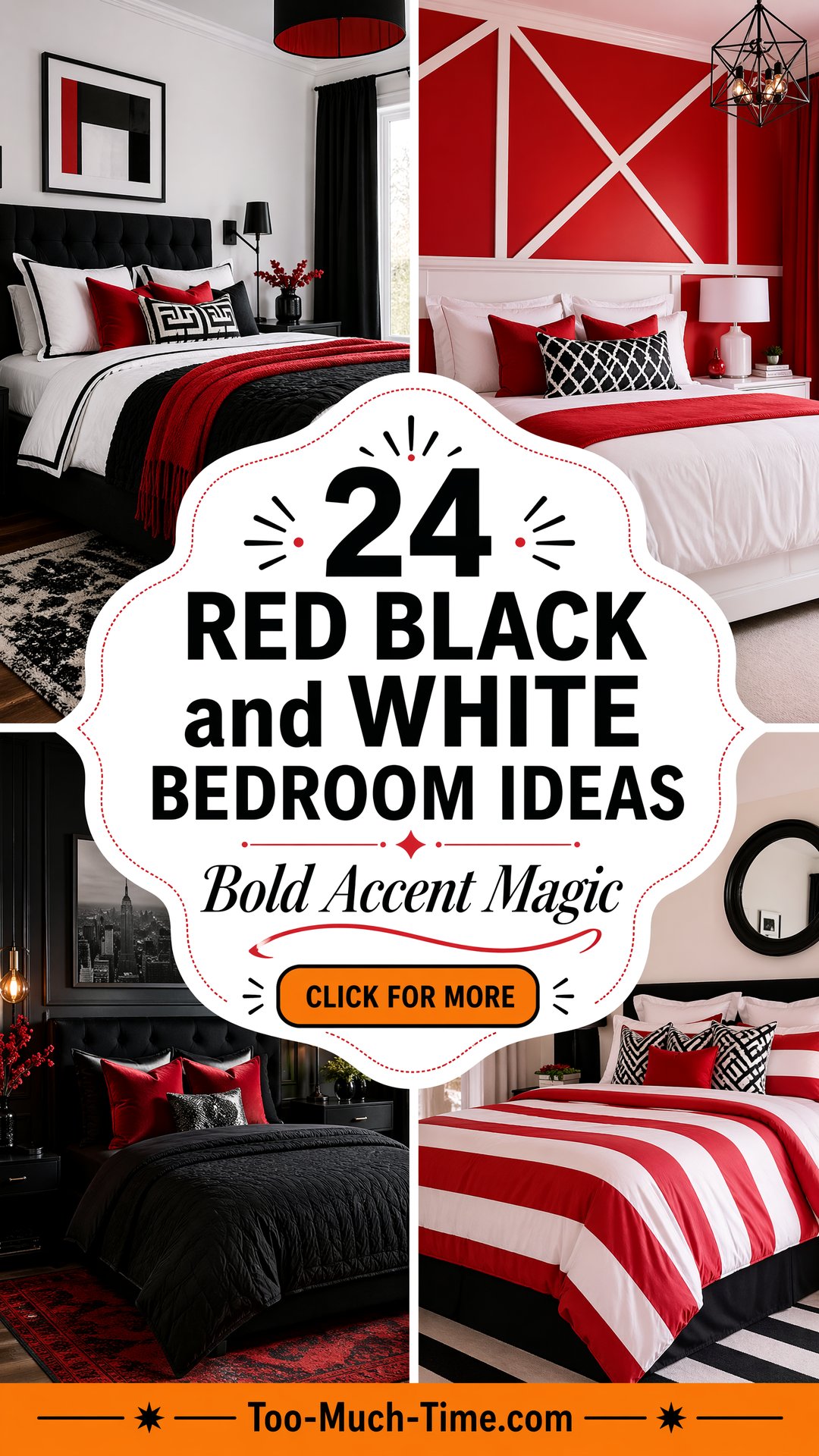 24 Red Black and White Bedroom Ideas Bold Accents - 24 Red Black and White Bedroom Ideas: Bold Accents