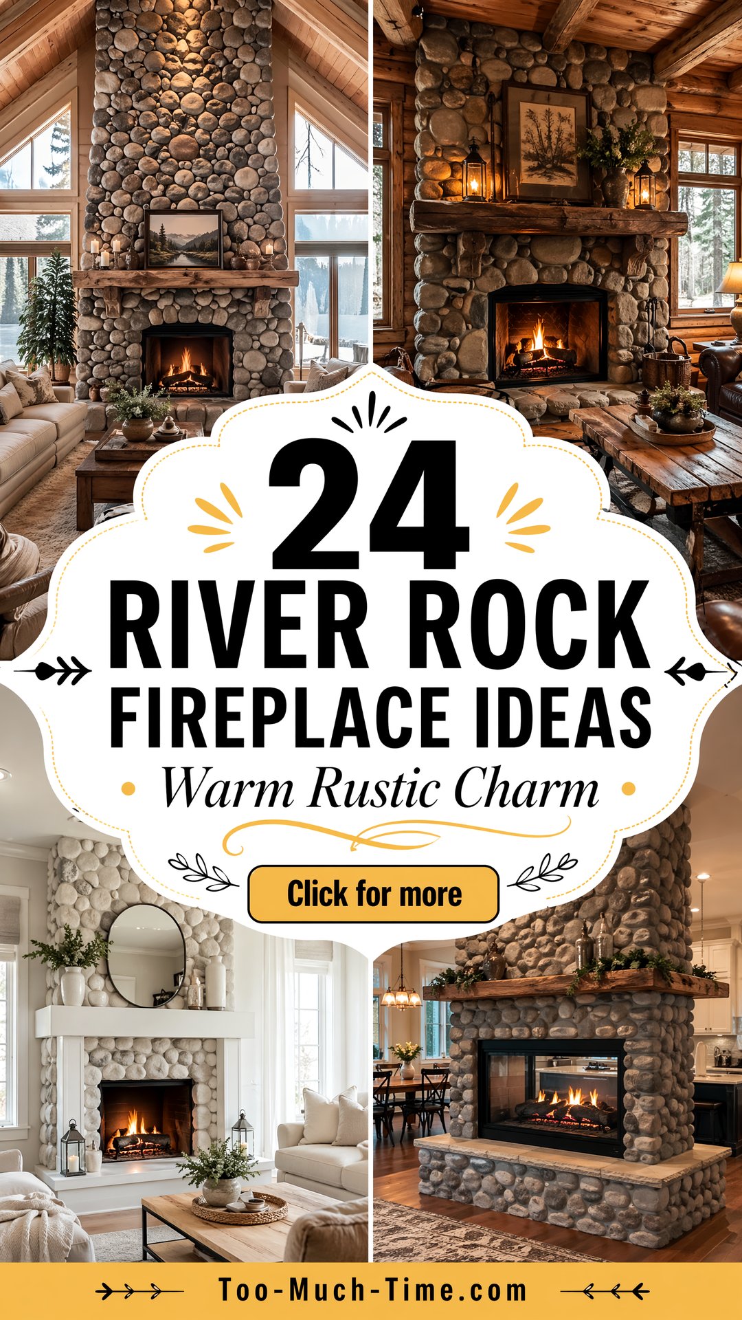 24 River Rock Fireplace Ideas Warmth and Rustic Charm - 24 River Rock Fireplace Ideas: Warmth and Rustic Charm