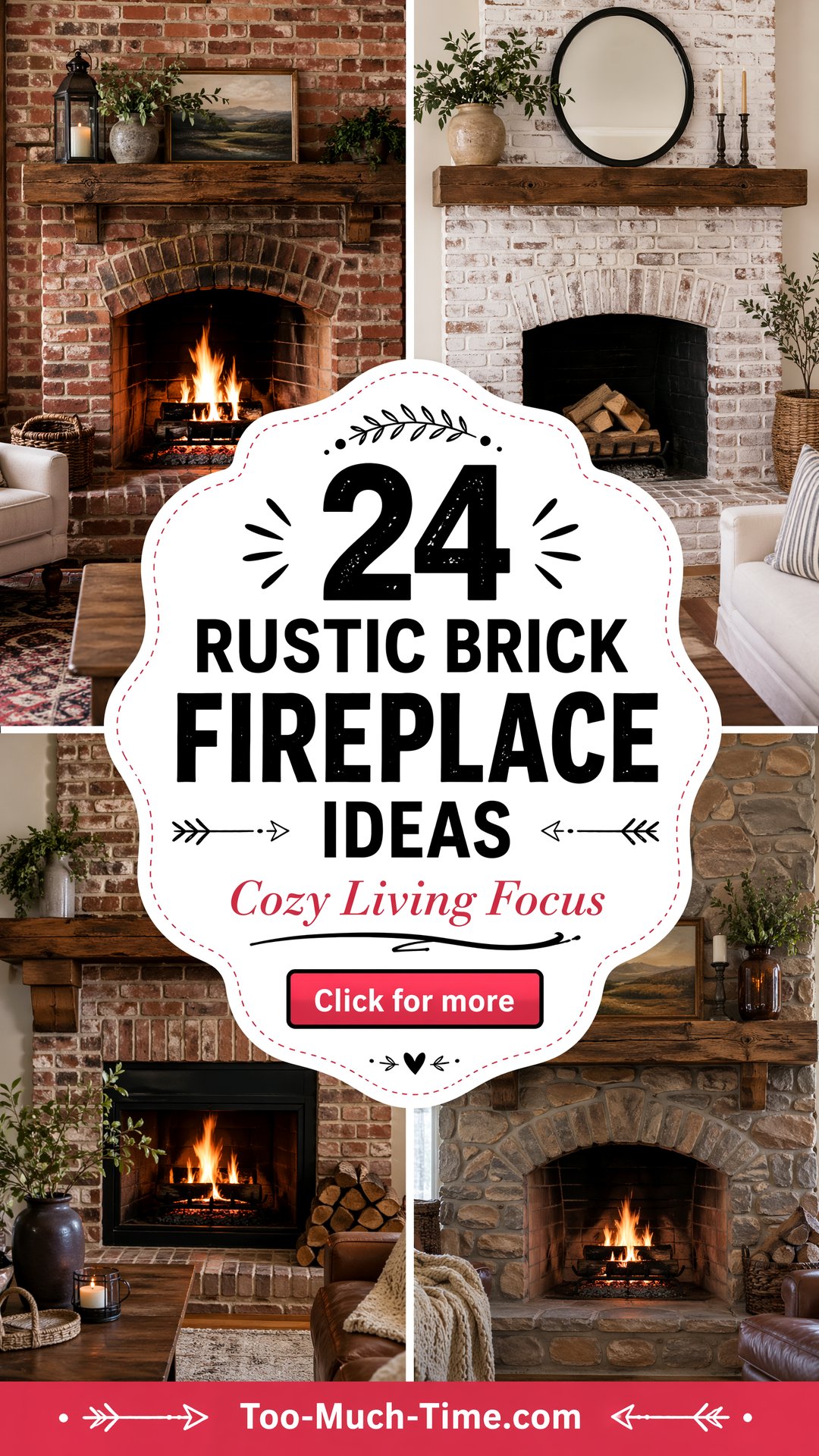 24 Rustic Brick Fireplace Ideas for Cozy Living Rooms - 24 Rustic Brick Fireplace Ideas for Cozy Living Rooms