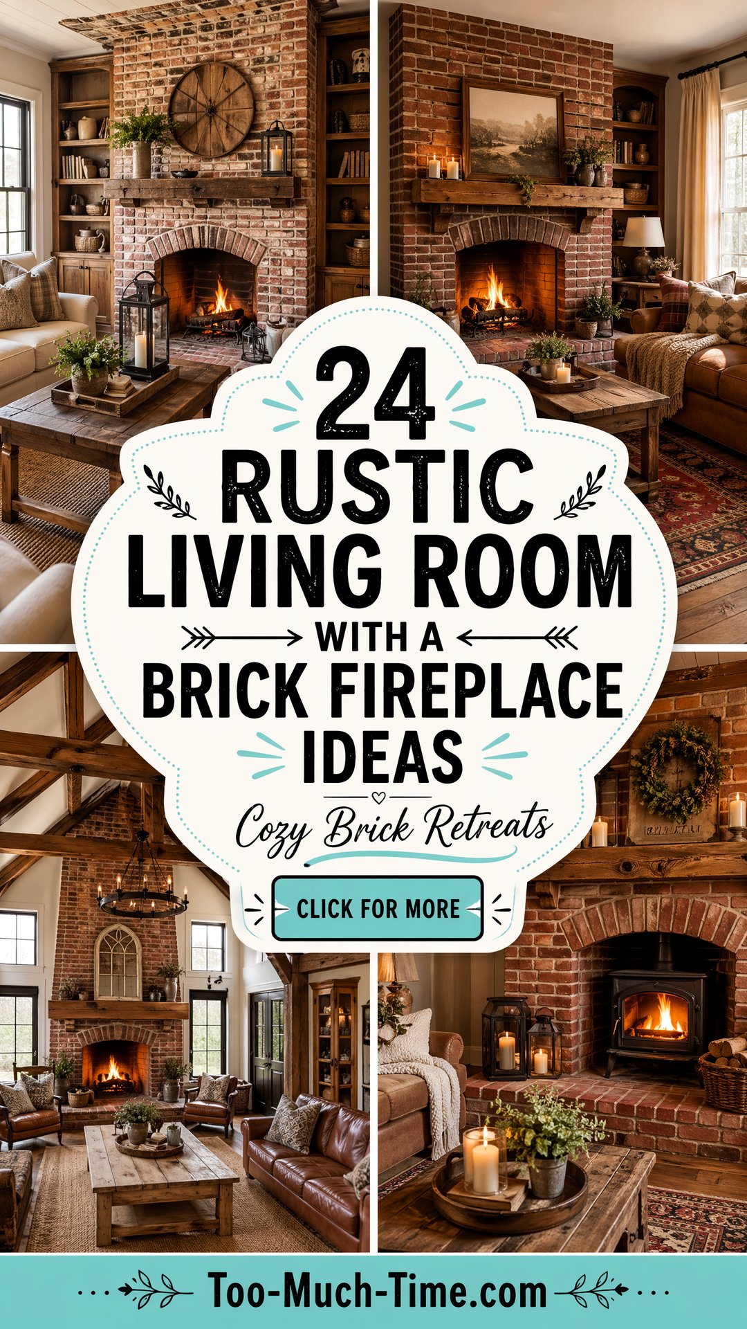 24 Rustic Living Room with a Brick Fireplace Ideas - 24 Rustic Living Room with a Brick Fireplace Ideas