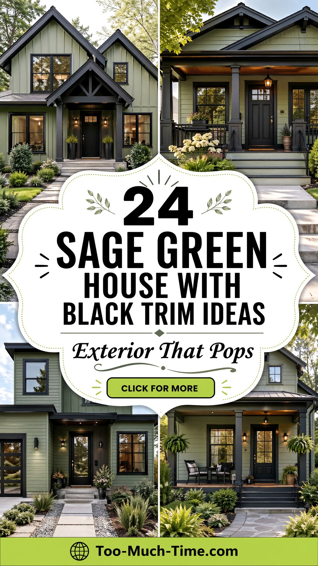 24 Sage Green House with Black Trim Ideas That Pops - 24 Sage Green House with Black Trim Ideas: That Pops
