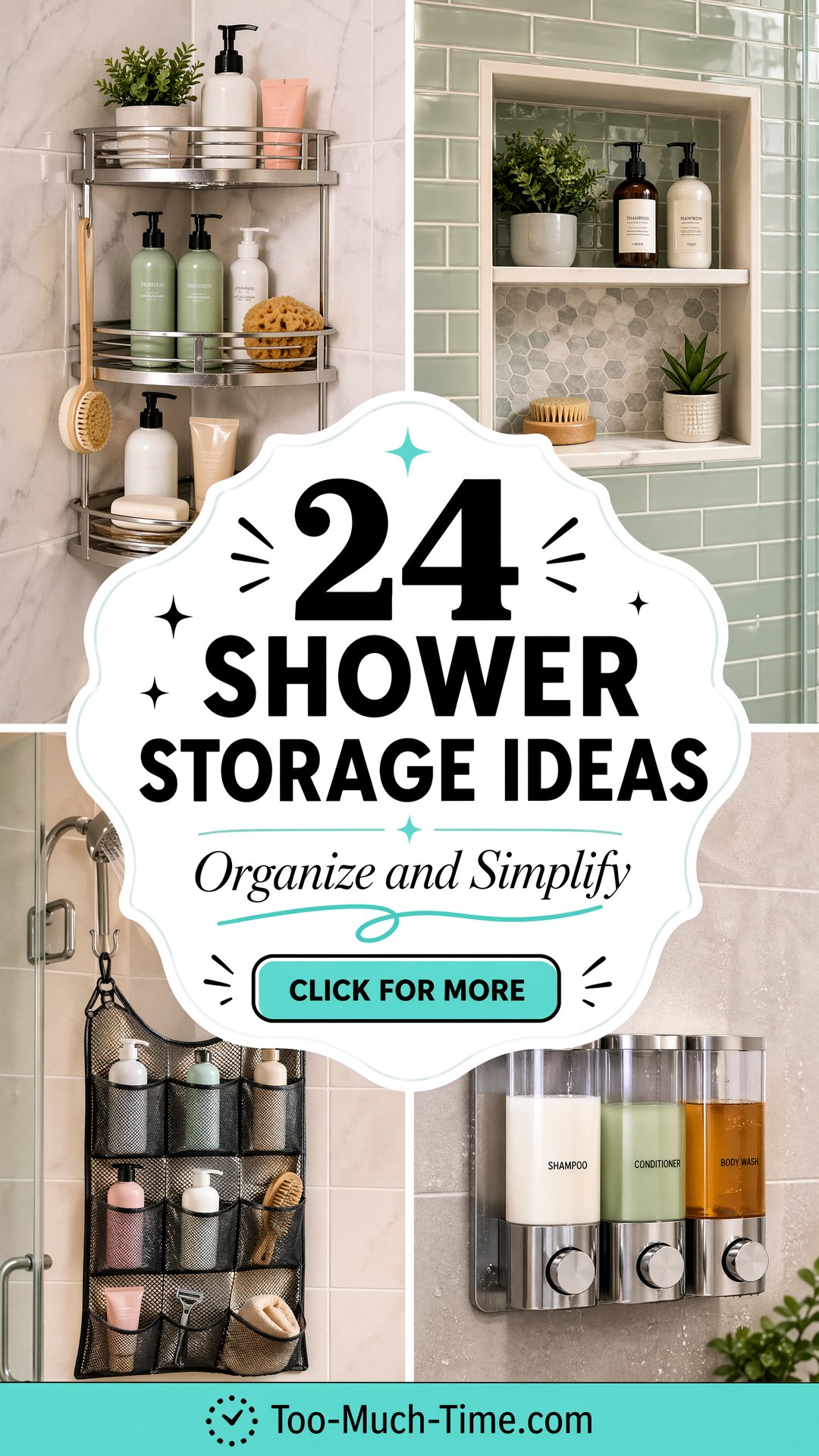 24 Shower Storage Ideas to Organize and Simplify Today - 24 Shower Storage Ideas to Organize and Simplify Today