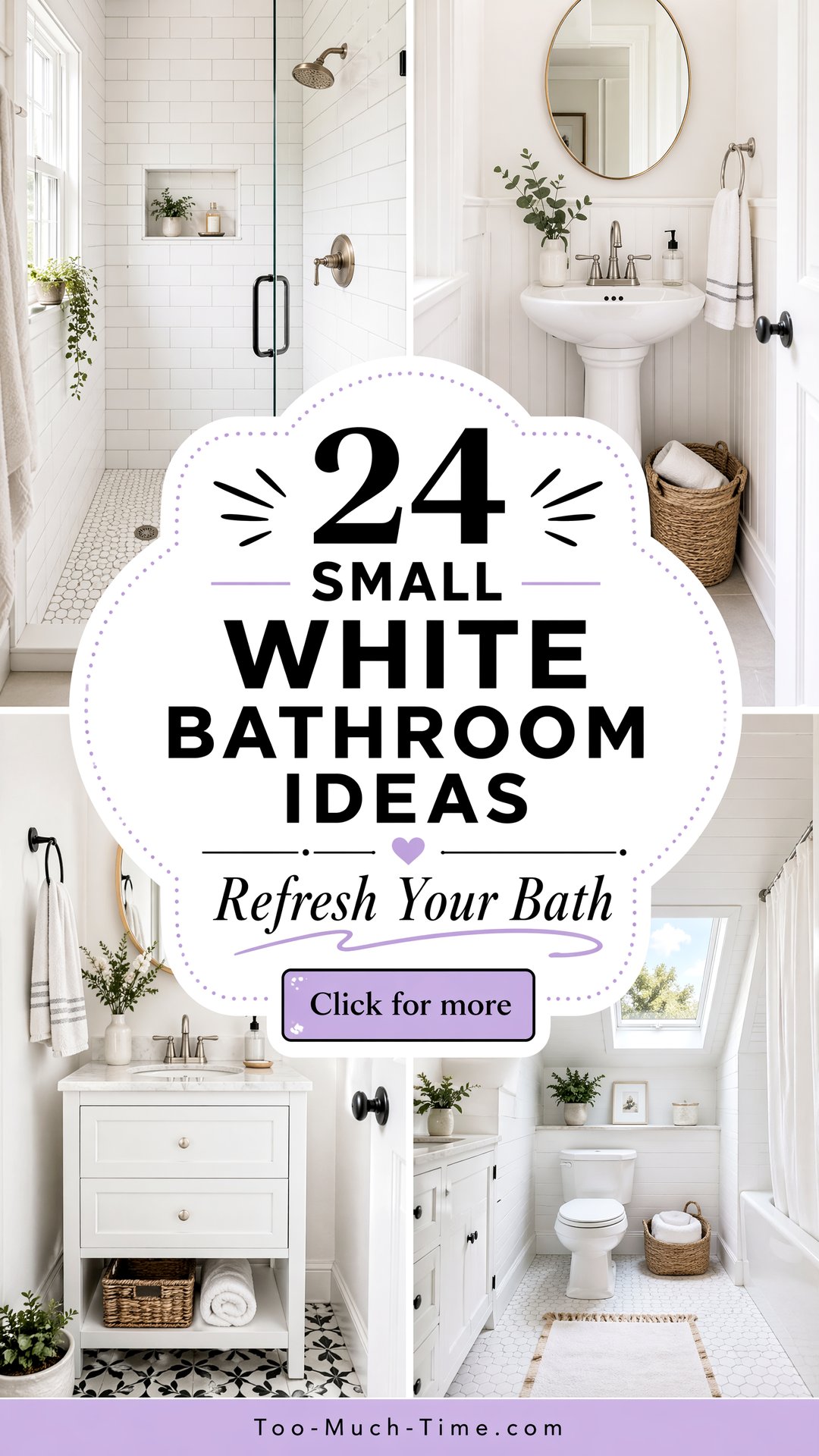 24 Small White Bathroom Ideas to Refresh Small Baths - 24 Small White Bathroom Ideas to Refresh Small Baths