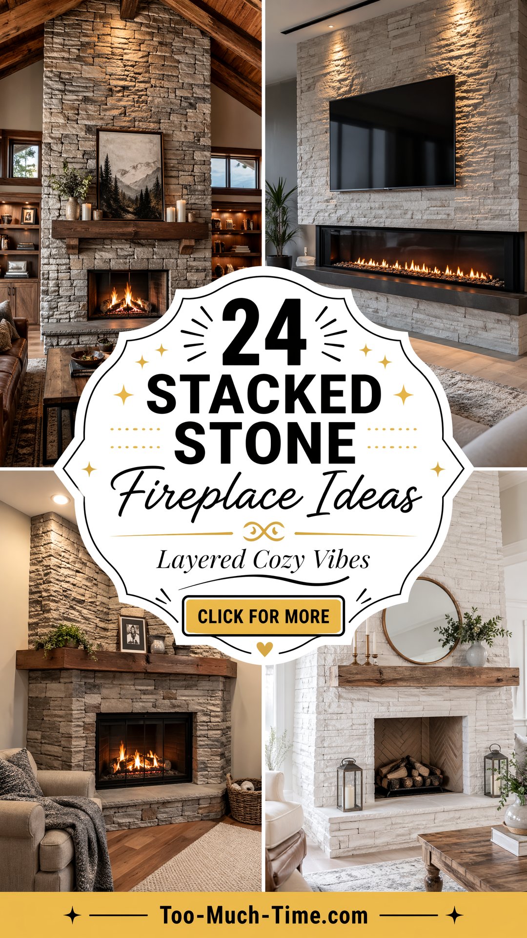 24 Stacked Stone Fireplace Ideas Layered Stone Focal Point - 24 Stacked Stone Fireplace Ideas: Layered Stone Focal Point