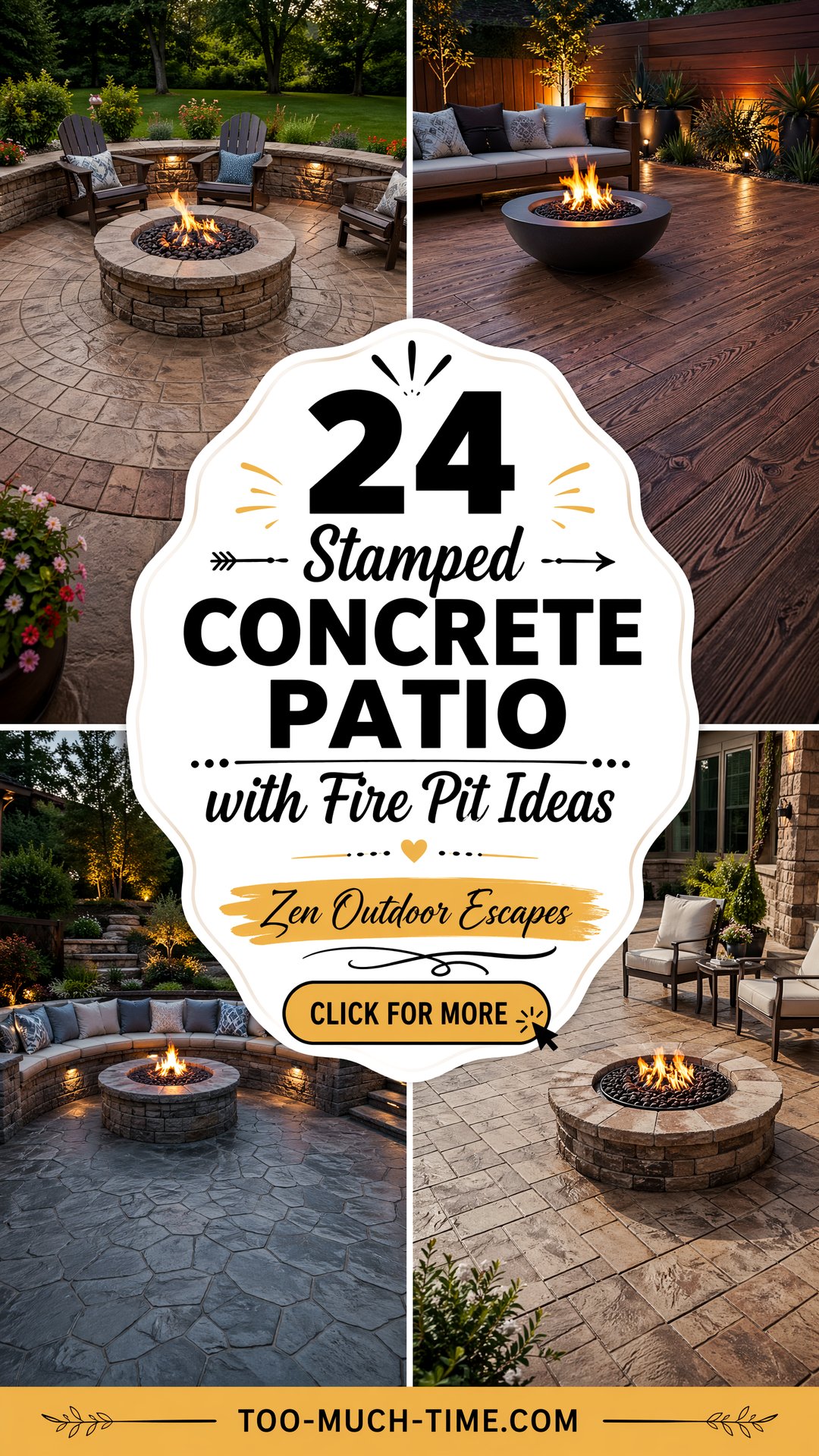 24 Stamped Concrete Patio with Fire Pit Ideas Zen - 24 Stamped Concrete Patio with Fire Pit Ideas: Zen