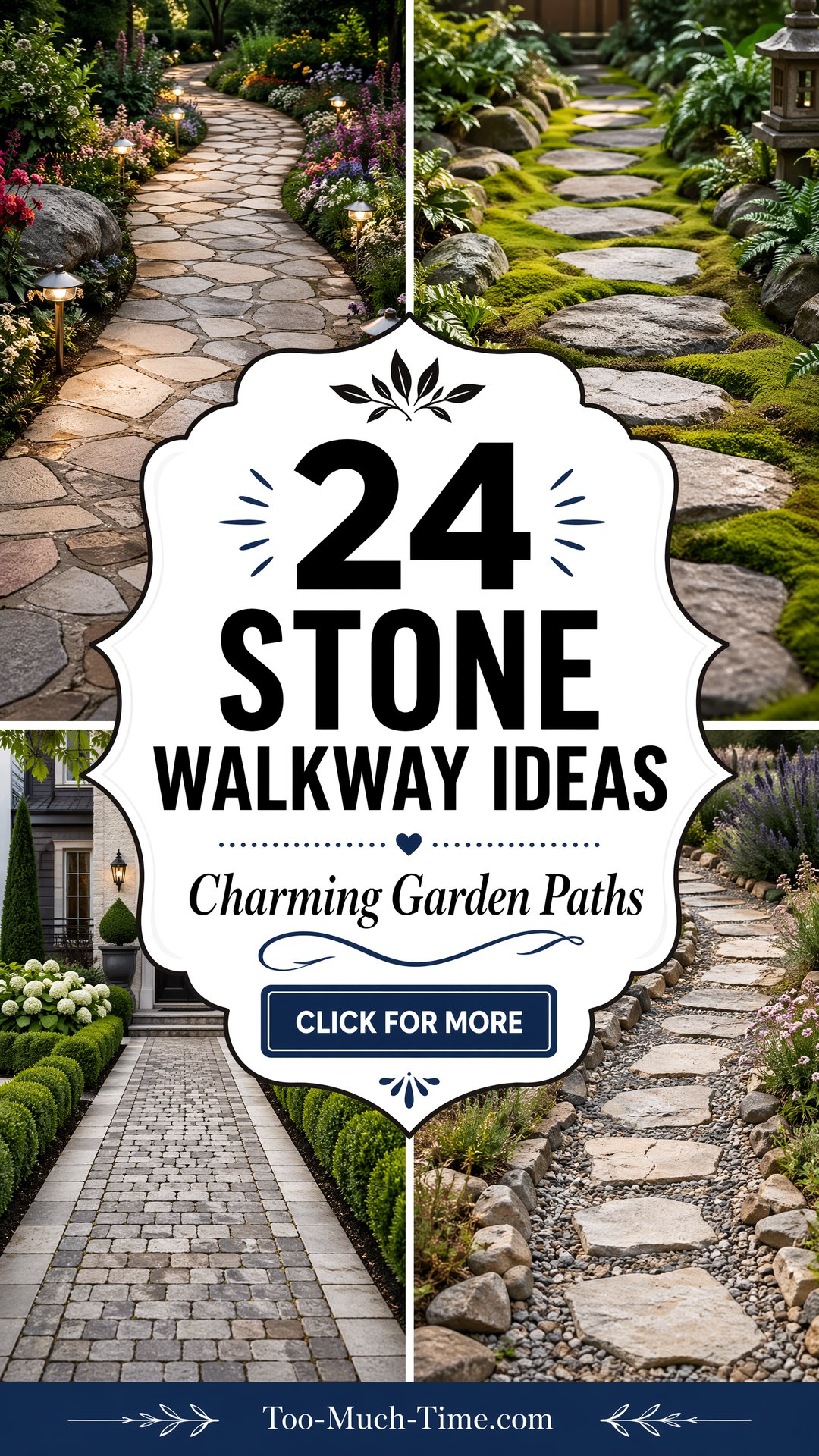 24 Stone Walkway Ideas for Charming Paths and Sidewalks - 24 Stone Walkway Ideas for Charming Paths and Sidewalks