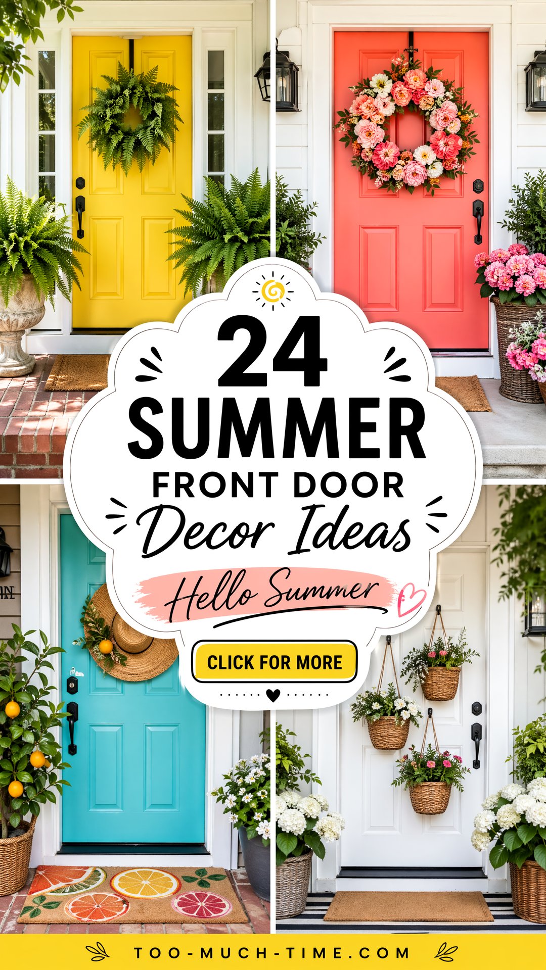 24 Summer Front Door Decor Ideas for Curb Appeal Today - 24 Summer Front Door Decor Ideas for Curb Appeal Today