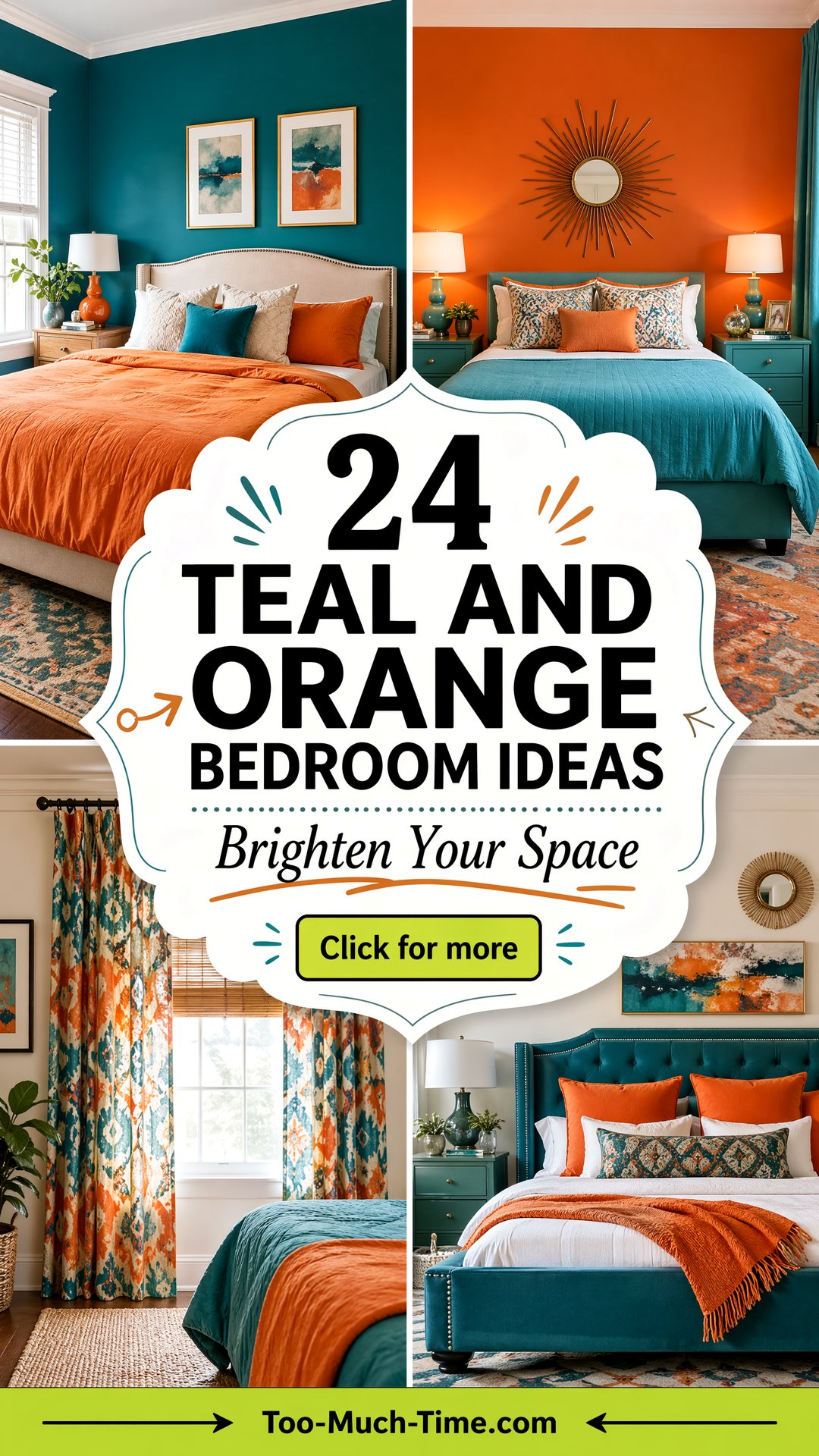 24 Teal and Orange Bedroom Ideas to Brighten Spaces - 24 Teal and Orange Bedroom Ideas to Brighten Spaces