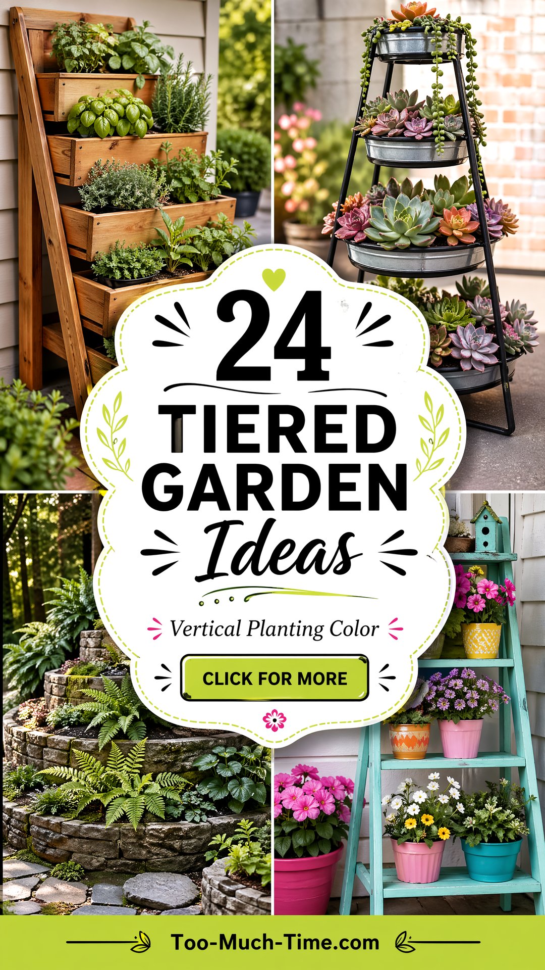 24 Tiered Garden Ideas for Vertical Planting and Color - 24 Tiered Garden Ideas for Vertical Planting and Color