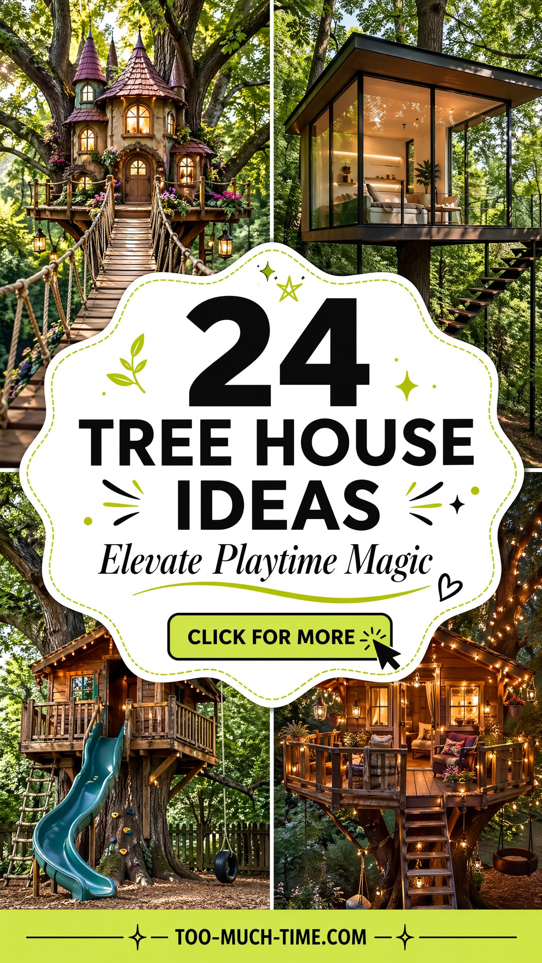 24 Tree House Ideas - Cozy Treehouse Ideas for Kids - 24 Tree House Ideas - Cozy Treehouse Ideas for Kids