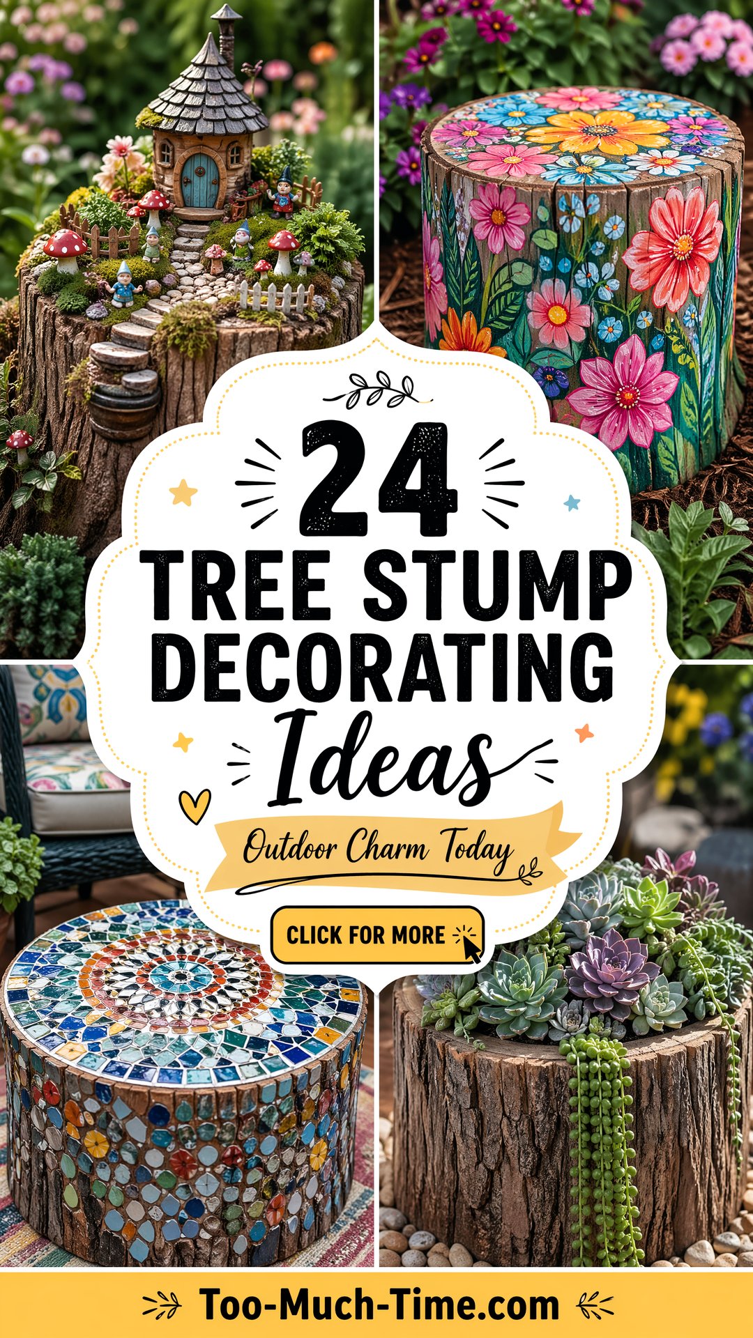 24 Tree Stump Decorating Ideas for Outdoor Charm Today - 24 Tree Stump Decorating Ideas for Outdoor Charm Today