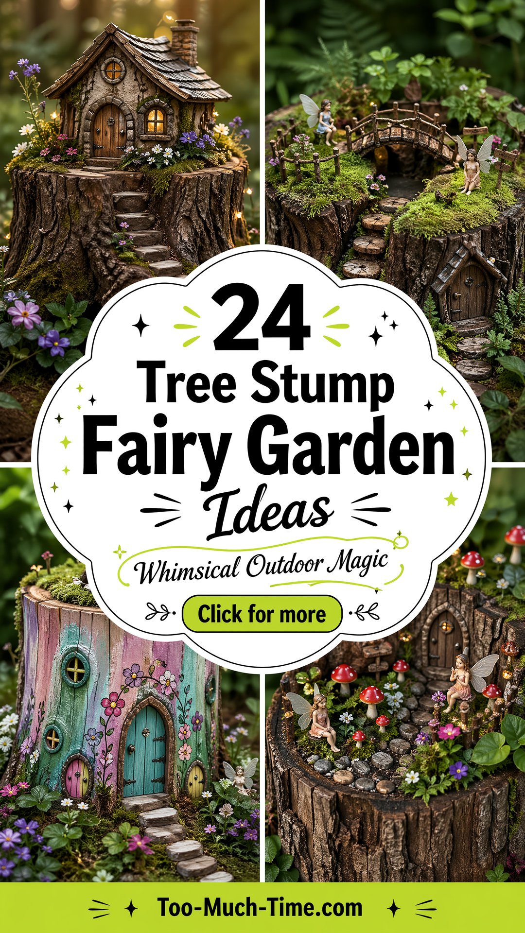 24 Tree Stump Fairy Garden Ideas for Whimsy Outdoors - 24 Tree Stump Fairy Garden Ideas for Whimsy Outdoors