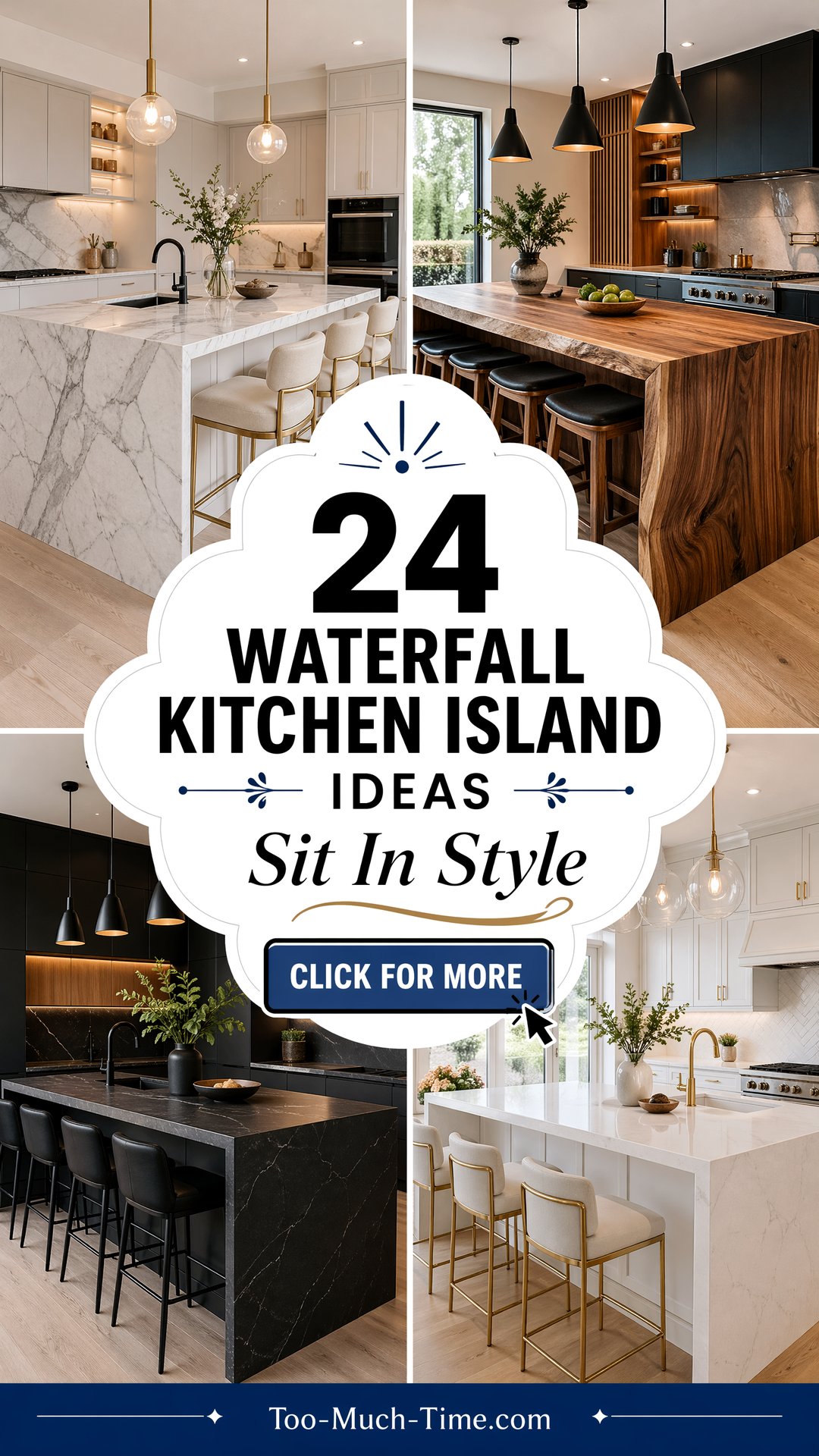 24 Waterfall Kitchen Island Ideas with Extra Seating - 24 Waterfall Kitchen Island Ideas with Extra Seating