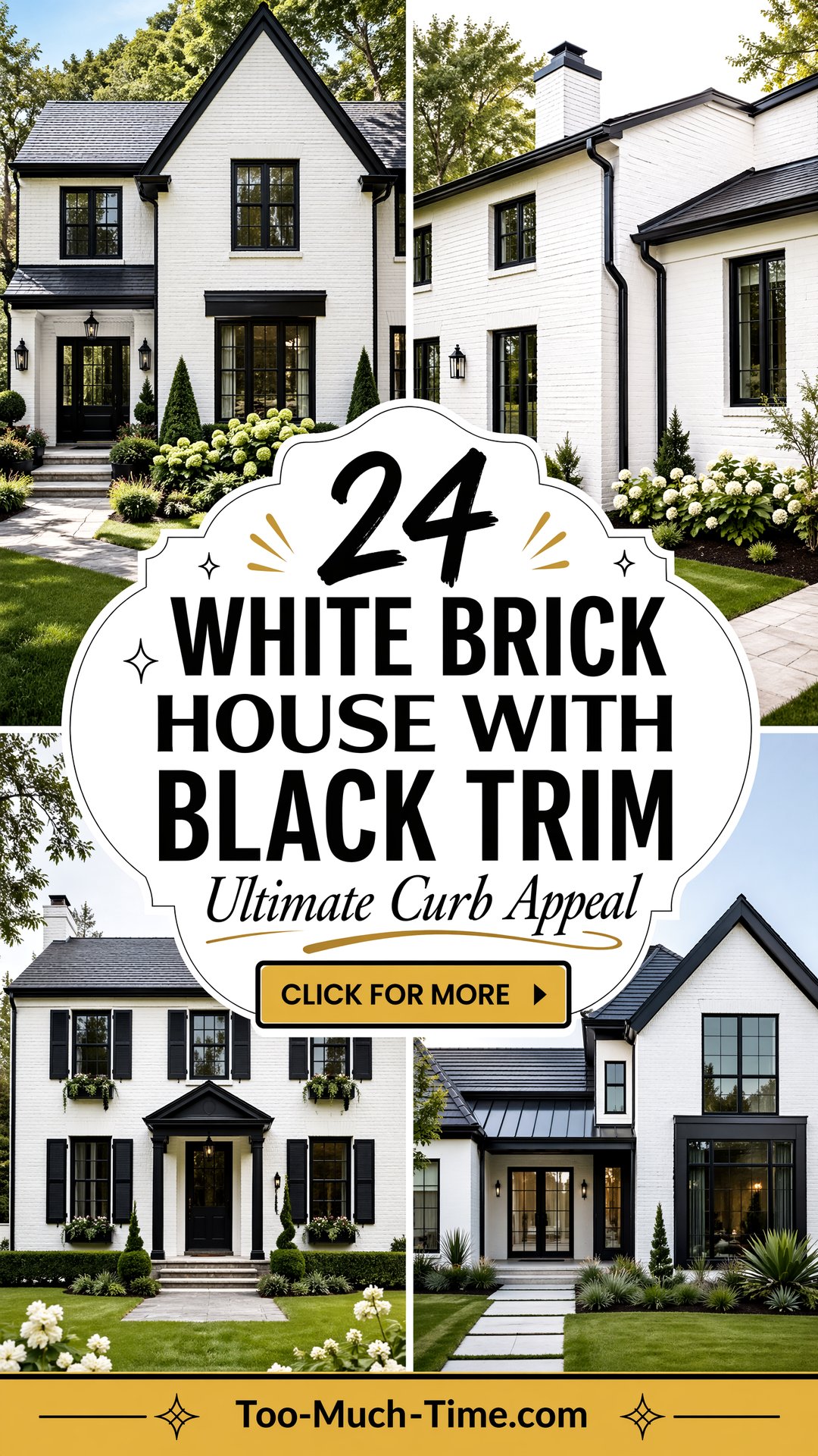 24 White Brick House with Black Trim for Curb Appeal - 24 White Brick House with Black Trim for Curb Appeal