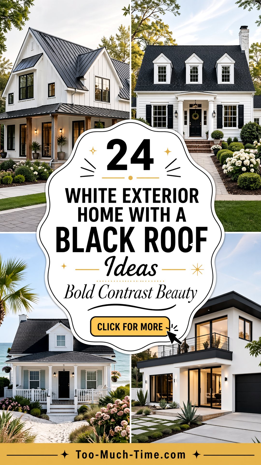 24 White Exterior Home with a Black Roof Ideas for Curb - 24 White Exterior Home with a Black Roof Ideas for Curb