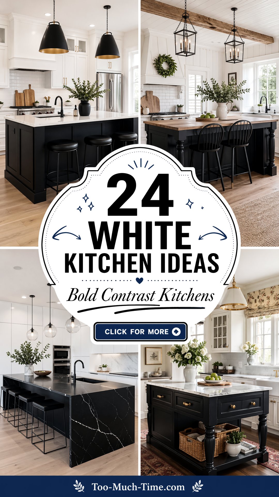 24 White Kitchen Ideas with Black Island for Style - 24 White Kitchen Ideas with Black Island for Style