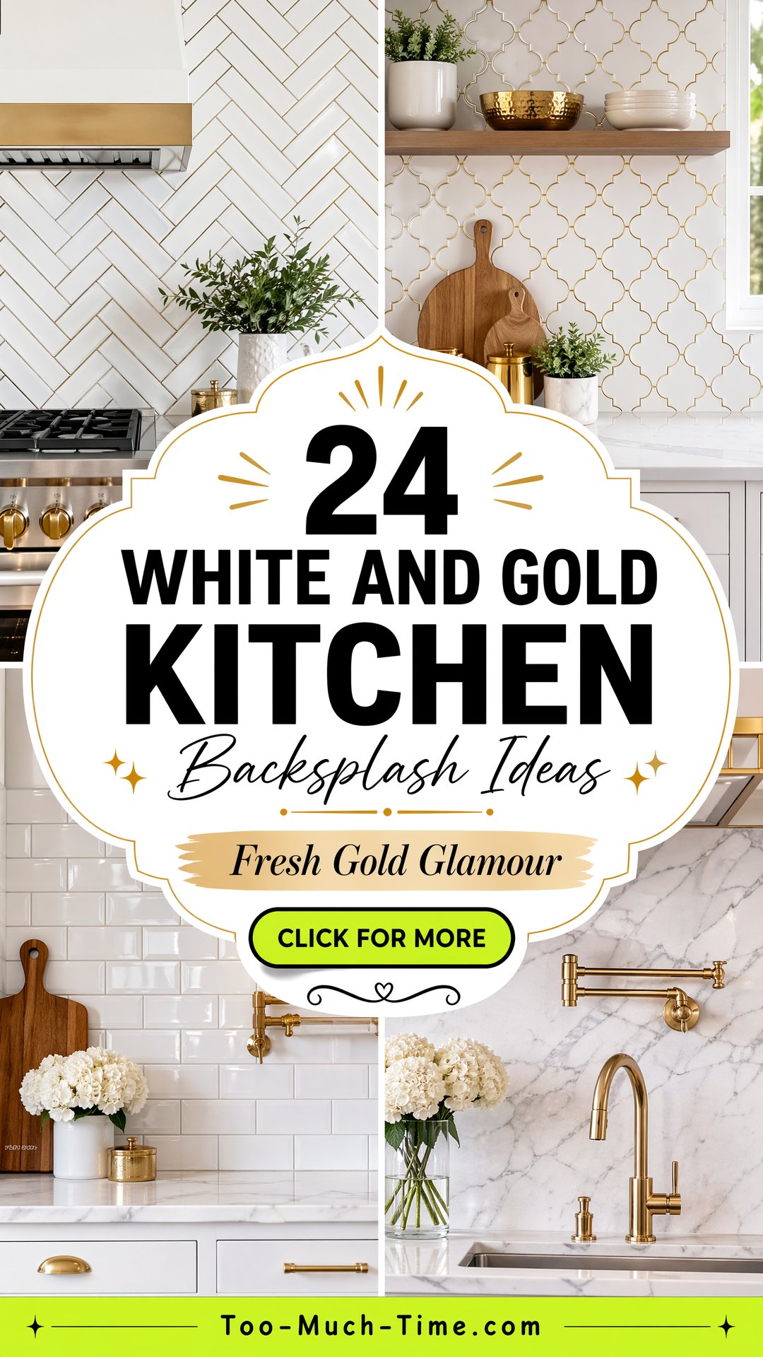 24 White and Gold Kitchen Backsplash Ideas a Fresh Look - 24 White and Gold Kitchen Backsplash Ideas: a Fresh Look