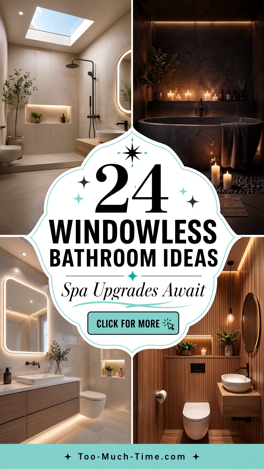 24 Windowless Bathroom Ideas for Compact Spa Upgrades - 24 Windowless Bathroom Ideas for Compact Spa Upgrades