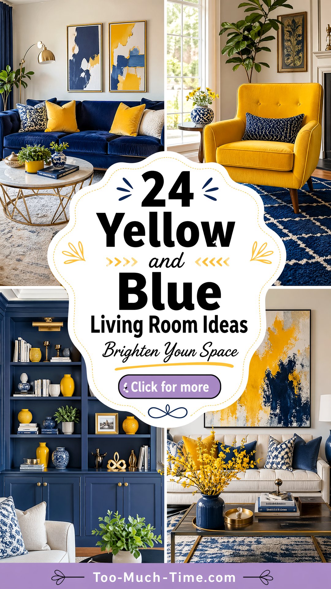 24 Yellow and Blue Living Room Ideas to Brighten Spaces - 24 Yellow and Blue Living Room Ideas to Brighten Spaces